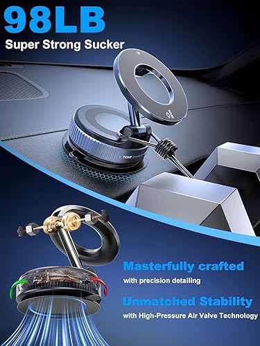 Miniatura 3 de Soporte magnético de teléfono mejorado al vacío de 360°, soporte magnético para teléfono para automóvil, soporte para teléfono con ventosa manos