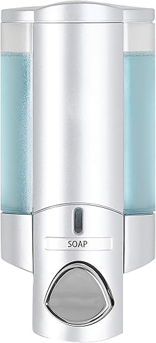 AVIVA - Dispensador de jabón y ducha color plateado satinado