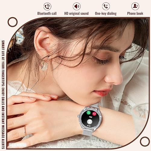 Miniatura 5 de Relojes inteligentes para mujer (respuestahacer llamada) para teléfonos Android iOS 1.28 pulgadas AMOLED Full Touch Bling Reloj inteligente para