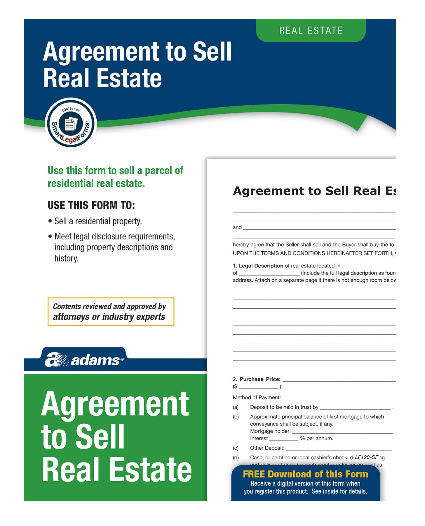 Adams Agreement To Sell Real Estate, Forms and Instructions (LF120)