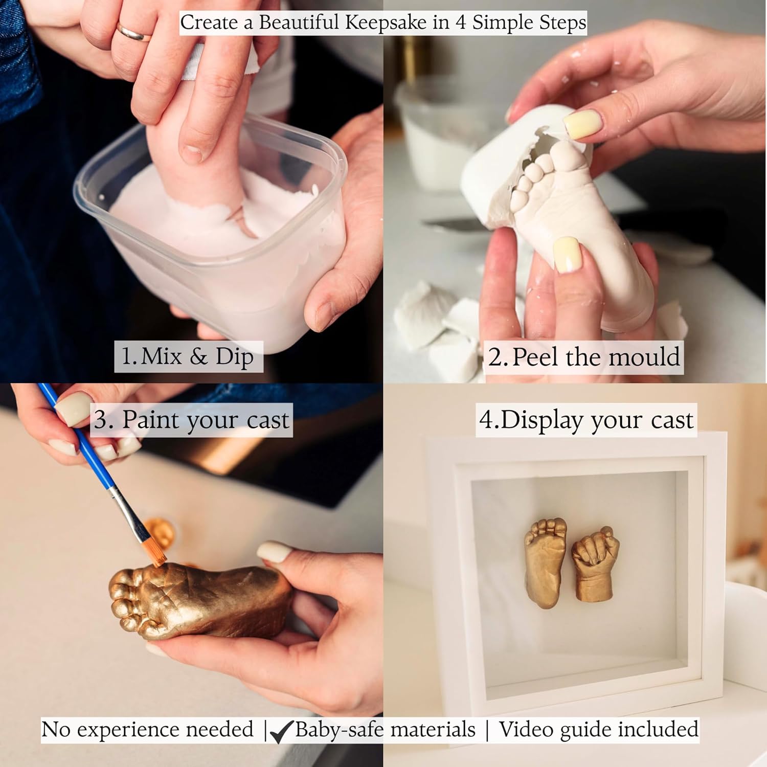 Baby Handprint and Footprint 3D Kit, Newborn keepsake For Newborn Boys & Girls, Baby Girl Gifts & Baby Boy Gifts, Personalised Baby Shower Gifts, Nursery Decor, Gifts for New Parents, Nursery Wall Art