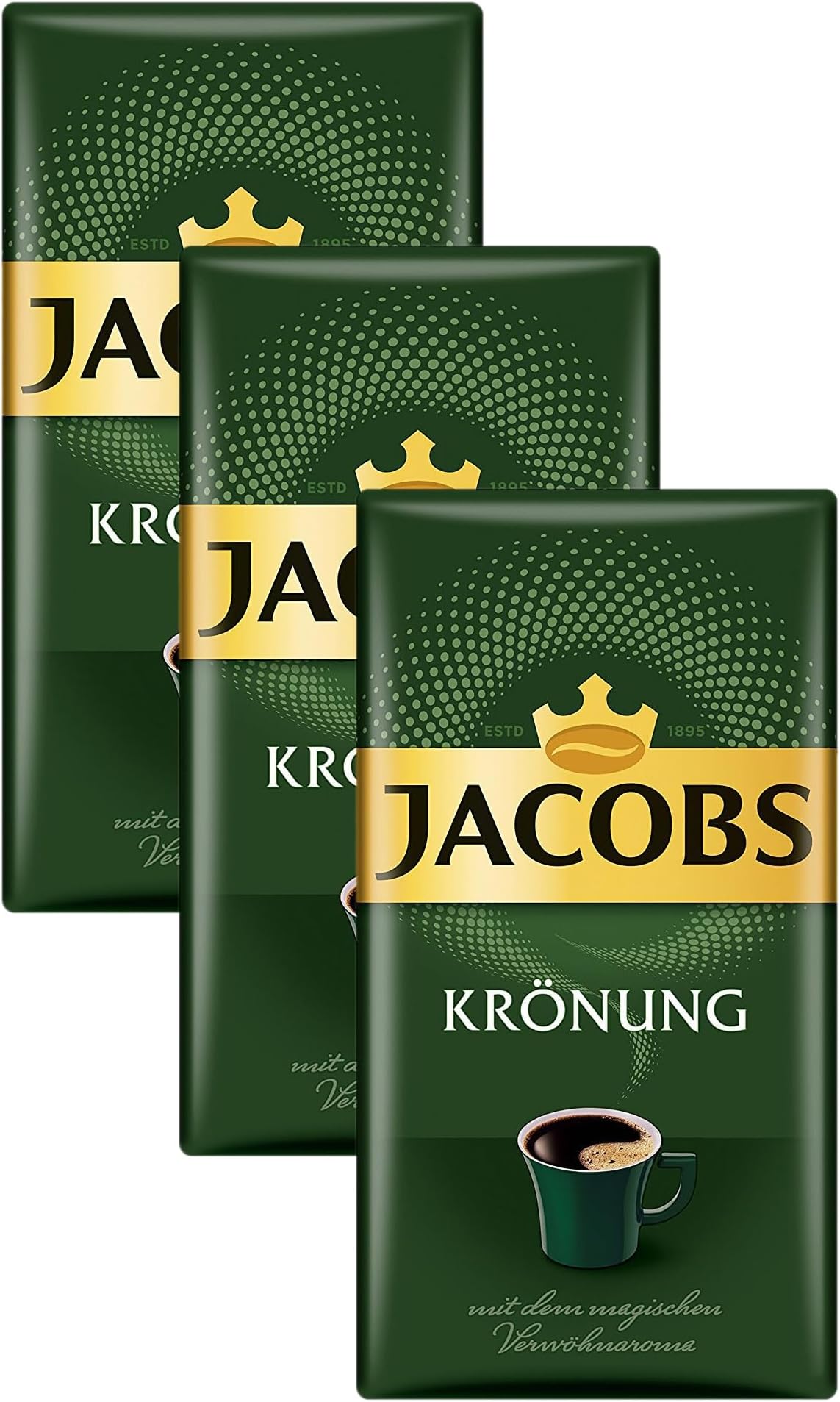 Jacobs Kronung Ground Coffee 500 Gram / 17.6 Ounce (Pack of 3)