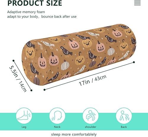 Miniatura 3 de FRODOTGV Halloween Cute Pumpkins Bolster Pillow Insert Cylinder Neck Roll Pillow Round Pillows for Couch Cylinder Decorative Pillow Covers Pillow