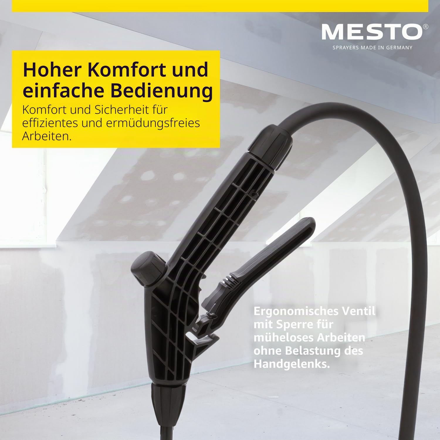 MESTO Primer Drucksprühgerät 5L Set inkl. MESTO Verlängerungsrohr 45cm | Pumpsprühflasche 3 Bar | Sprühflasche BAU & Handwerk | Drucksprühgerät für BAU Chemikalien & Grundierungen | Flachstrahldüse