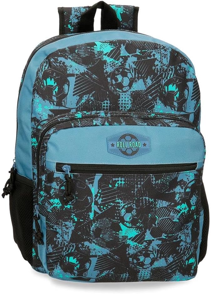 ROLL ROAD Soccer, zaino da calcio, zaino per bambini, zaino per la scuola, in poliestere, spallacci larghi, ergonomici e imbottiti, numerose tasche e scomparti