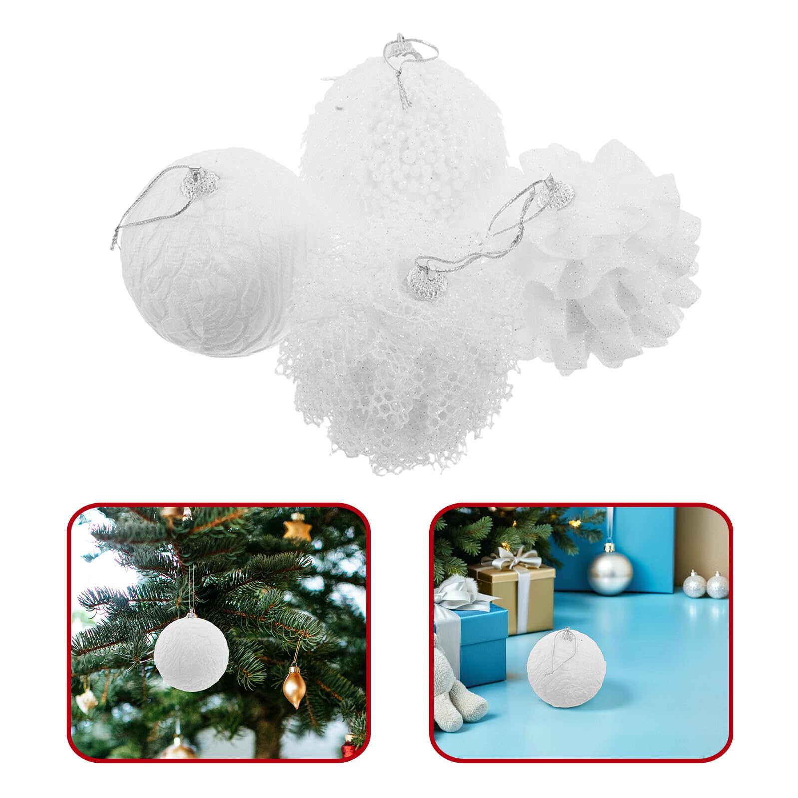 Didiseaon 12pezzi Palline Natalizie Bianche Ornamenti di Pizzo Infrangibili Mini Palline per Appendere all Albero di Natale Decorazioni per Feste e Accessori per Alberi di Natale