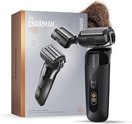 MANSCAPED® The Chairman™ PRO - Afeitadora facial eléctrica para hombre, dos cabezales de cuchilla intercambiables, lámina de cuatro cuchillas