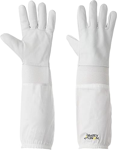 Miniatura 2 de Honey Keeper Guantes de apicultura - Piel de cabra con manga de lona ventilada y puño elástico