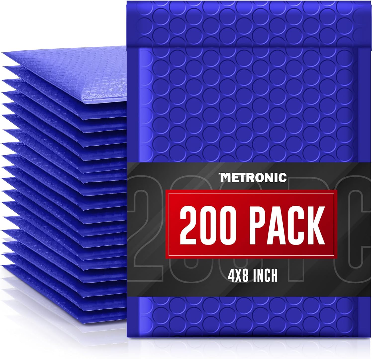 METRONIC Small Bubble Mailers 4x8 200 Pack Waterproof Blue Bubble Mailers Self Seal Padded Envelopes Bubble Envelopes for Small Business Packaging Sports Cards Bubble Mailer Usable Size 4x7