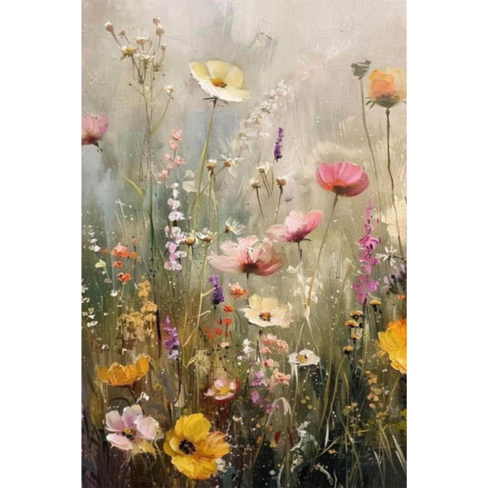 EOBROMD Wild Flowers Paint by Numbers for Adults with Frame, Landscape Paint by Numbers Kits, Acrylic Simple Painting by Numbers for Gift Home Wall Decor (8x12in/20x30cm)