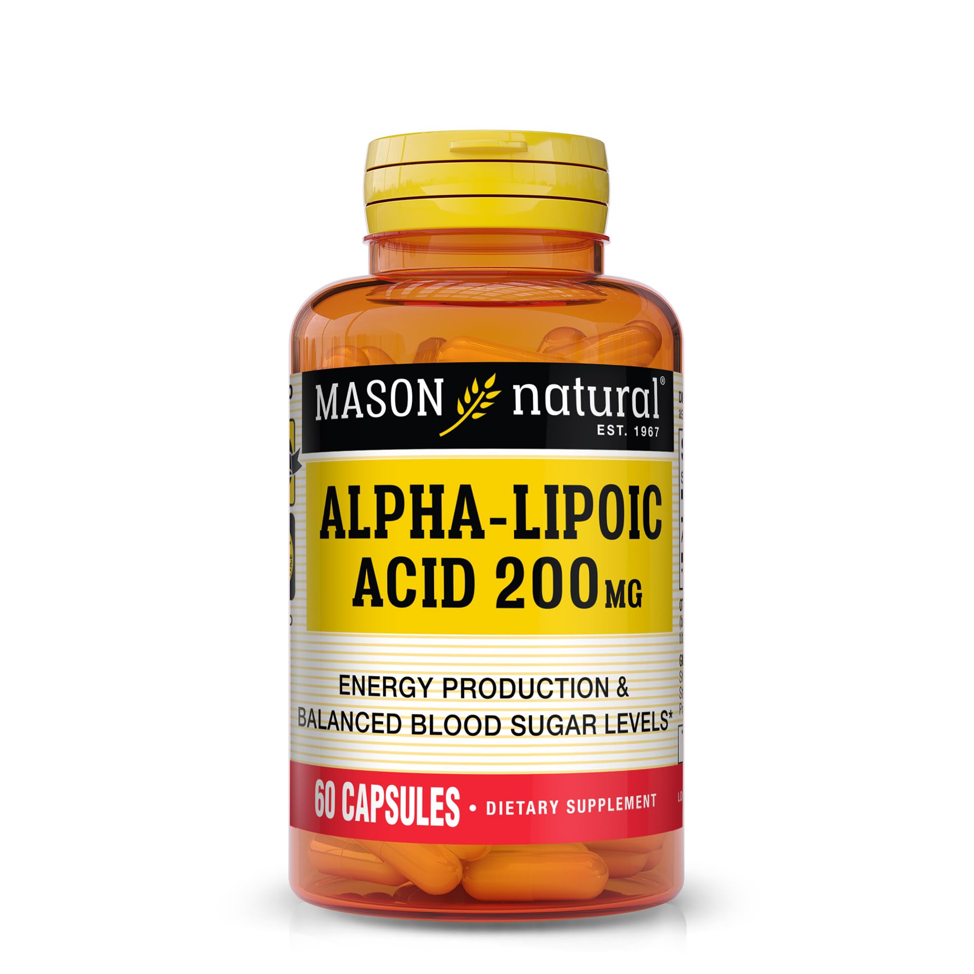 MASON NATURAL Alpha Lipoic Acid 200 mg, Gluten Free ALA, 60 Day Supply Unflavored 60 Count (Pack of 1)