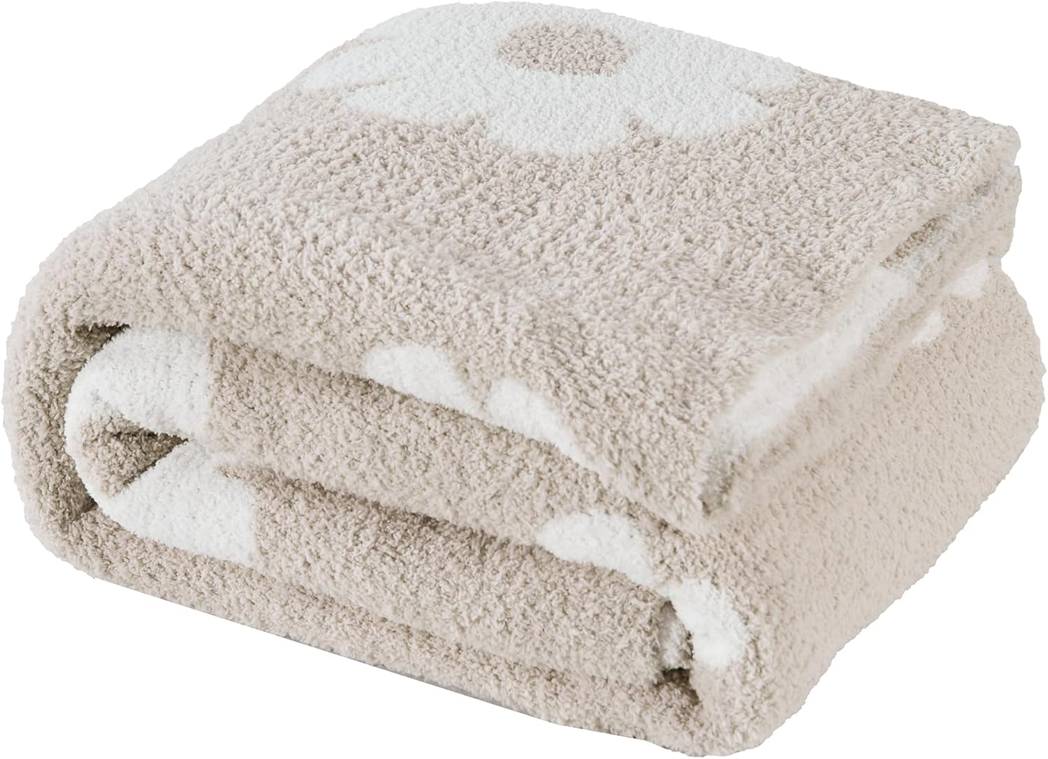 NIDITW Sunflower Fleece Throw Blanket 50x60 Ultra Soft Microfiber Knit Blanket for Couch Sofa Bed Lightweight Floral Green Plants Design All Season Cozy Machine Washable (Light Khaki)