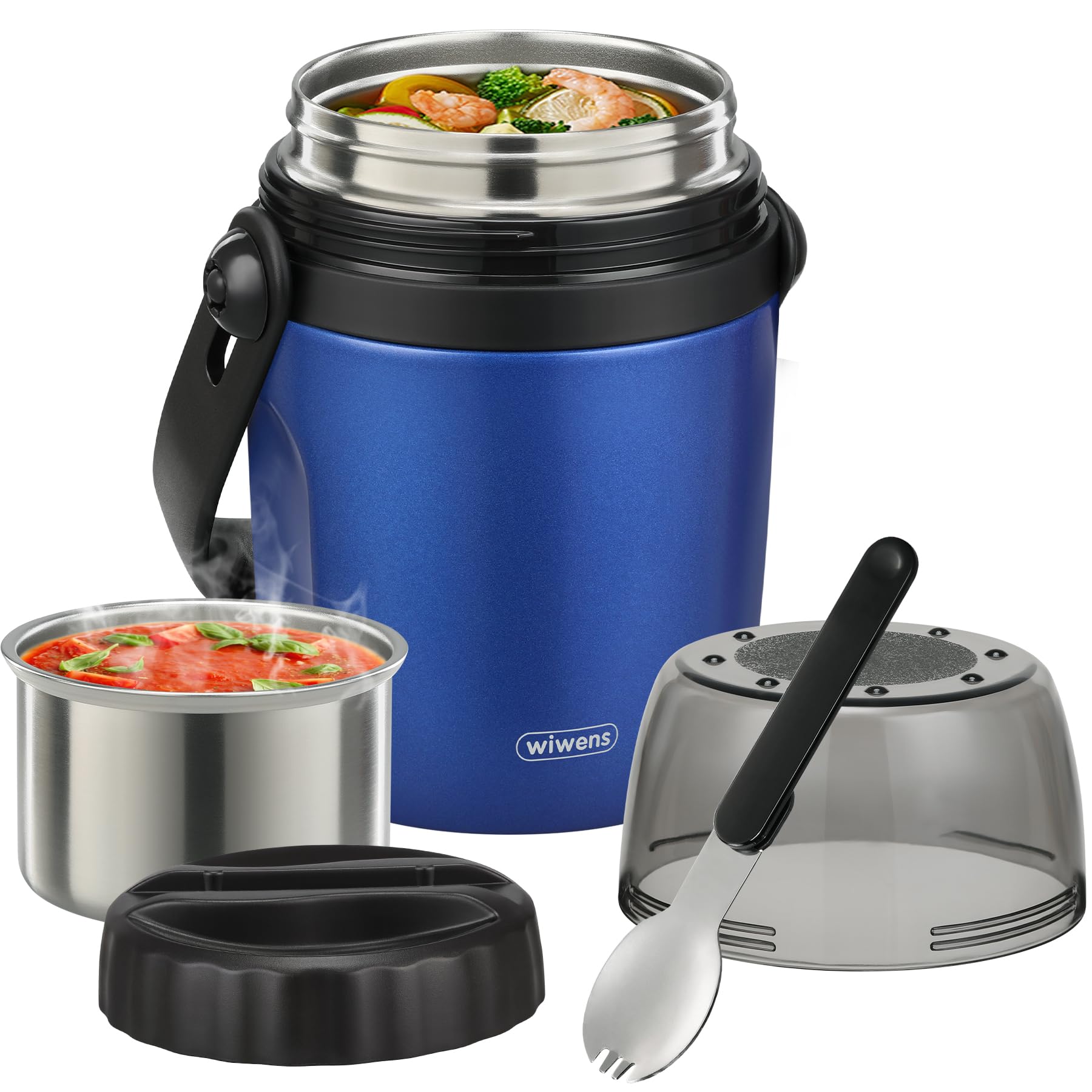 Lunchbehälter für Erwachsene, Suppe, Thermo für heiße Speisen, Edelstahl, isoliert, vakuumdicht, breite Öffnung, Thermo-Bento-Box mit Löffel, 907 ml