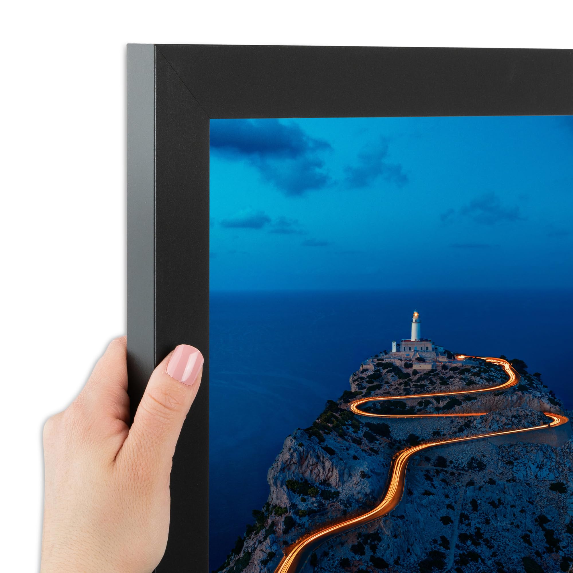 ArtToFrames 60x80 CM / 23.62x31.5 INCH Black Picture Frame, This 1.25 Inch Custom MDF Poster Frame is Soft Black - Comes with Economy Acrylic and Corrugated Backing