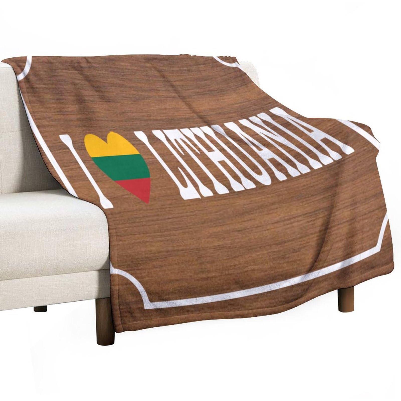 Couverture douce et pelucheuse I Love Lituanie plaid grand format 177x203 cm pour lit et canapé