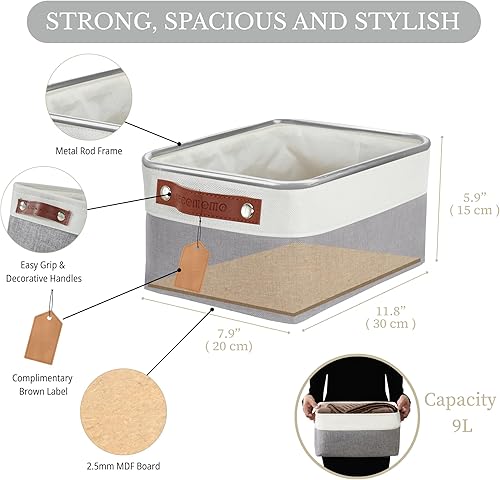 Vista 3 de DECOMOMO Small Storage Basket, Closet Storage Bins, Baskets for Organizing Shelves (Grey & White, Small - 6 Pack)