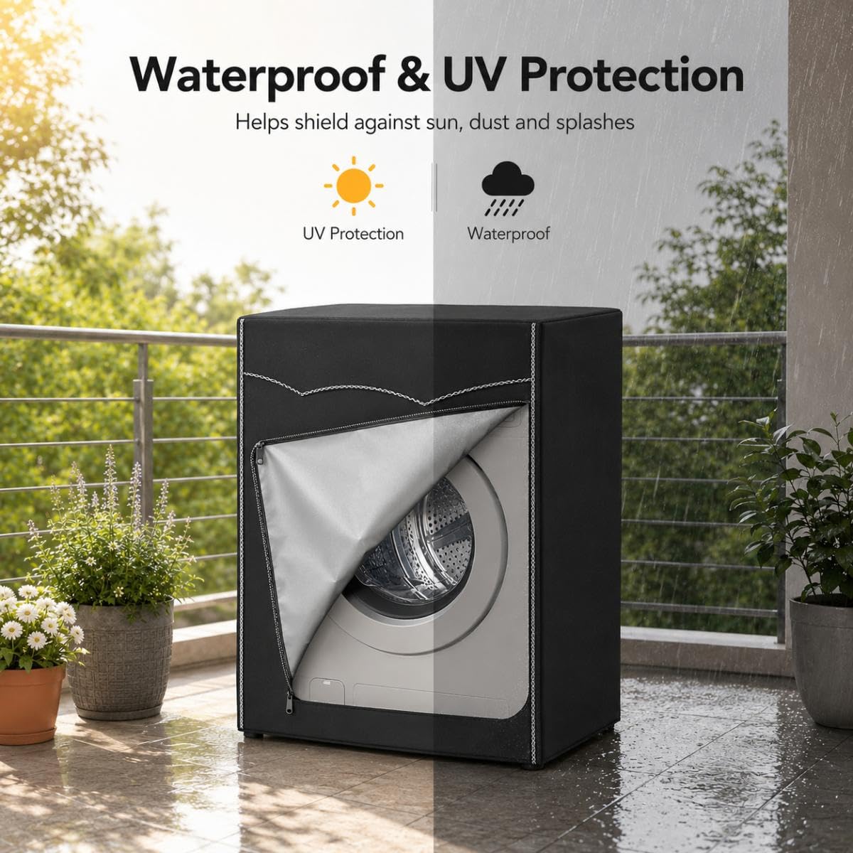 Coprilavatrice per Hoover HBQD413BL10GU-80 2025 2026+ | Copertura Lavatrice Esterno Impermeabile Copri Lavatrice con Apertura Anteriore Copri Asciugatrice Coperchio Lavatrice