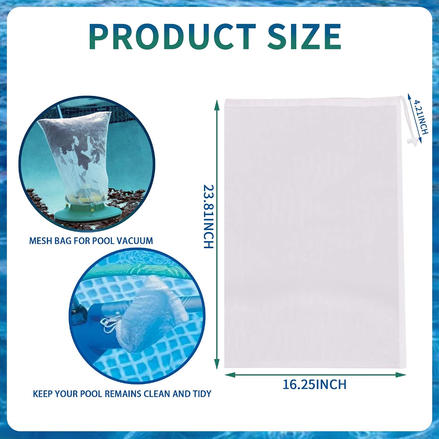 6PC Pool Fine Mesh Filter Bags for Leaf Vacuum Pool Cleaners, Pool Supply image 2
