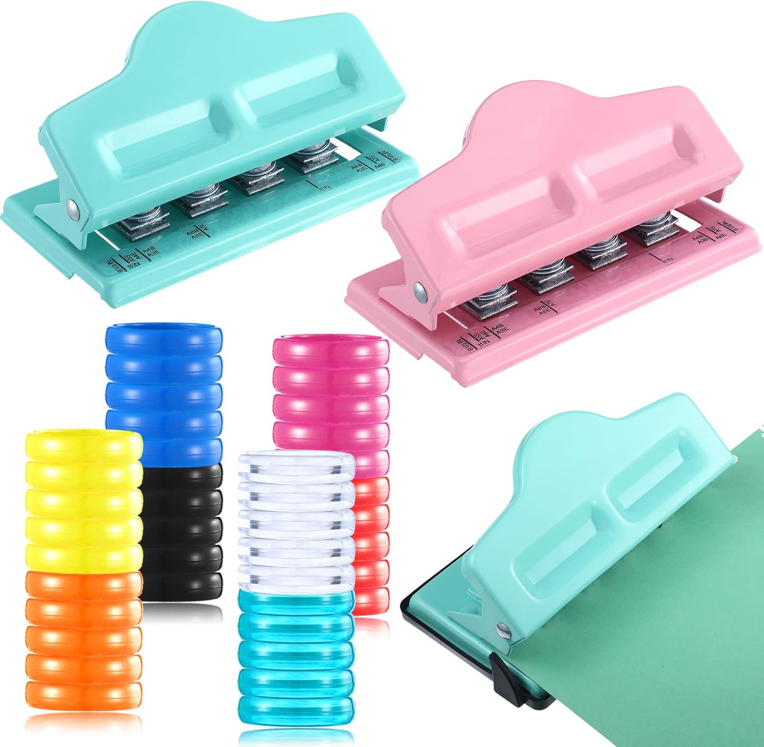 PerKoop 2 Pcs Mushroom Discbound Hole Punch 4 Holes