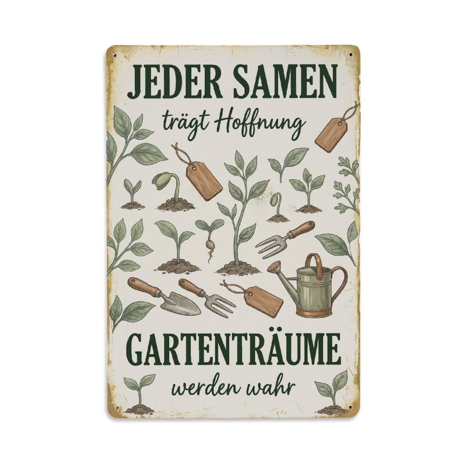Vintage Seed Hope Thriving Seasonal Metal Tin Sign Plaque Wall Decor for Cafe, Club Bar, Office, Garden Metal Poster 8x12Inch