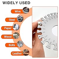 Vista 7 de ZeeDix Calibrador de hoja de cable redondo de doble cara estándar - Herramienta de medición de alambre de metal de acero inoxidable Herramienta