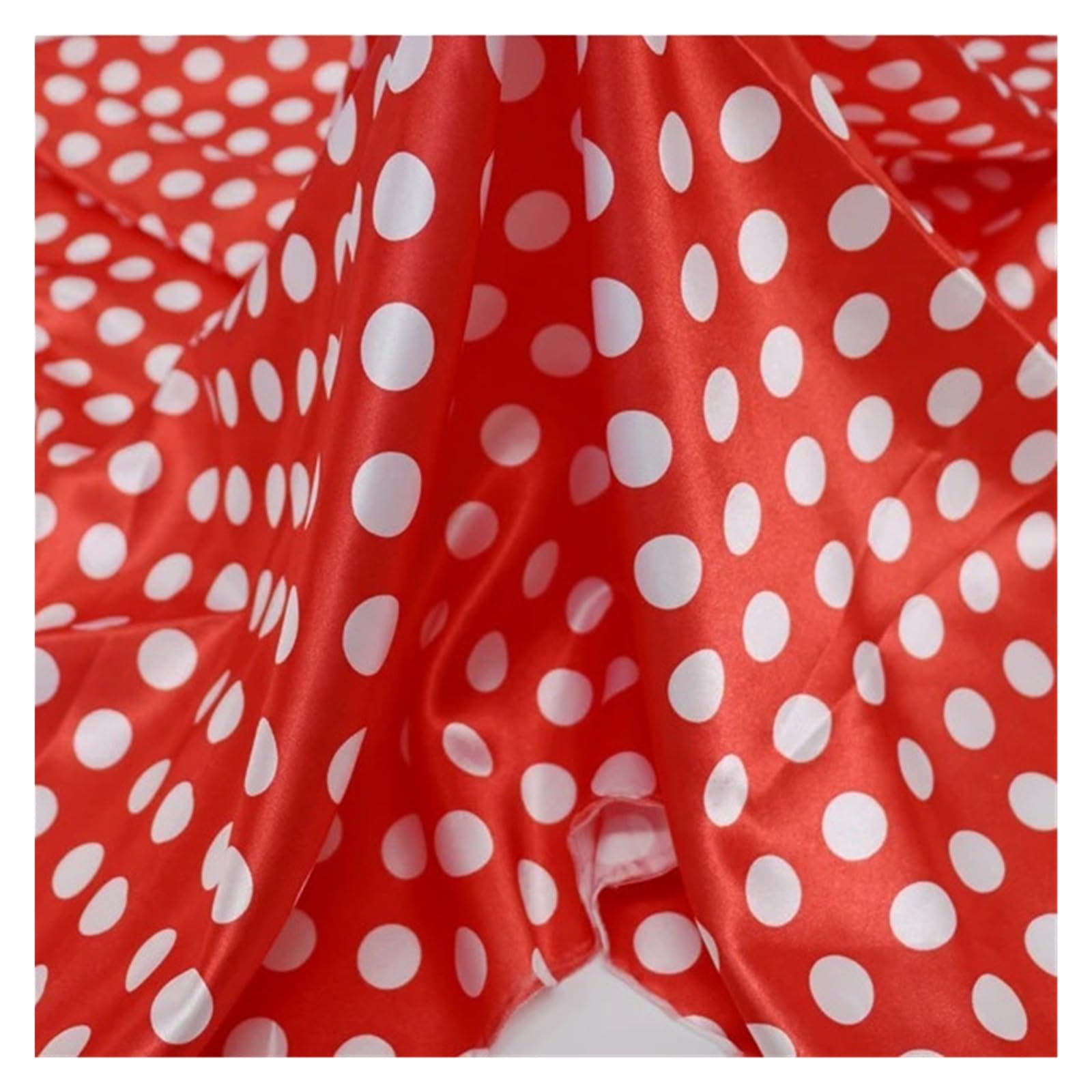 Tela De Raso Satin Tela de lunares grandes 2cm, Material costura artesanal satinado poliéster, 100cm x 148cm(Red,10X 1.48M)