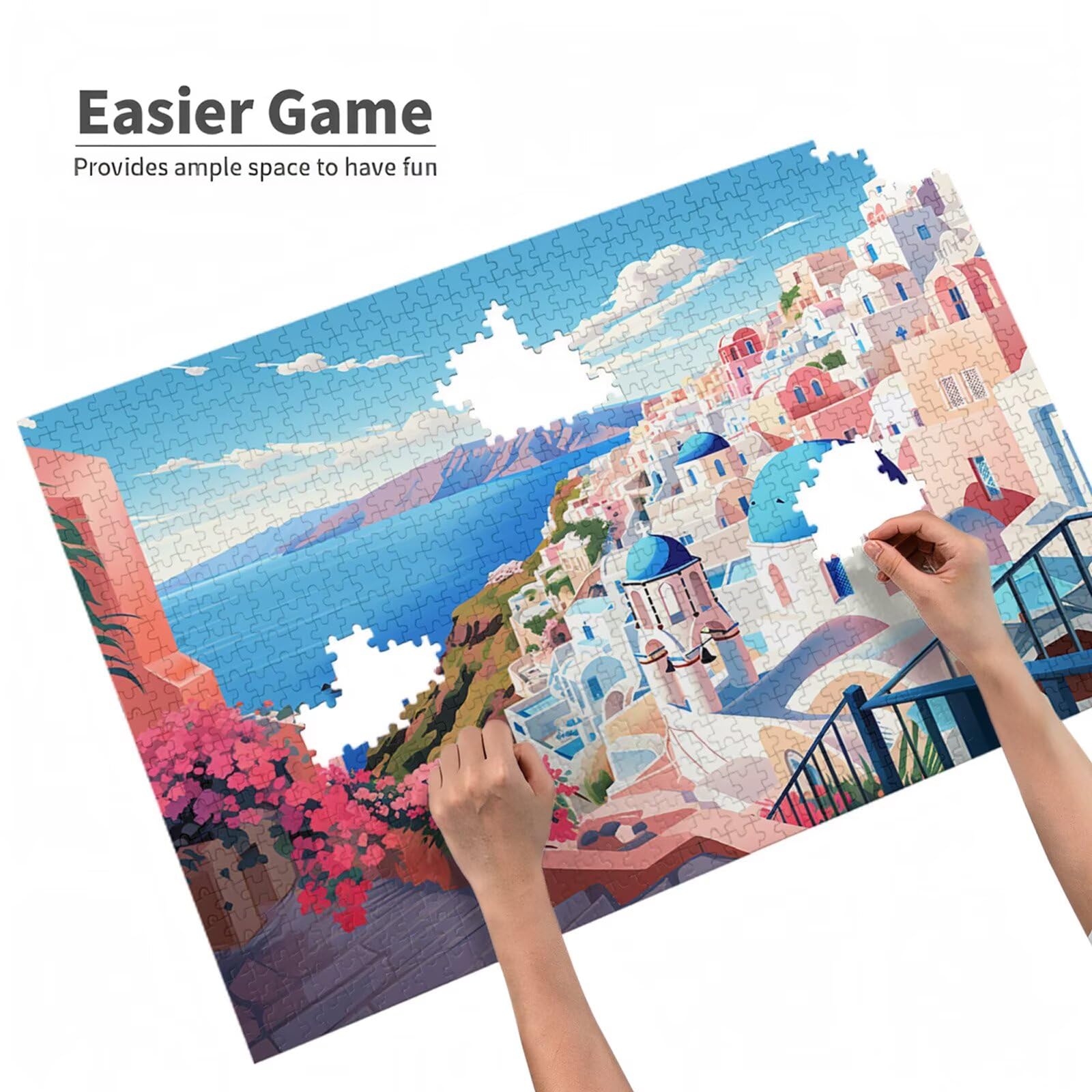 5000 sztuk puzzli dla dorosłych, kreatywne niemożliwe puzzle dla dorosłych początkujących, duża drewniana układanka z plakatem i pudełkiem do przechowywania, wystrój domu, motyw: kwiat i Morze