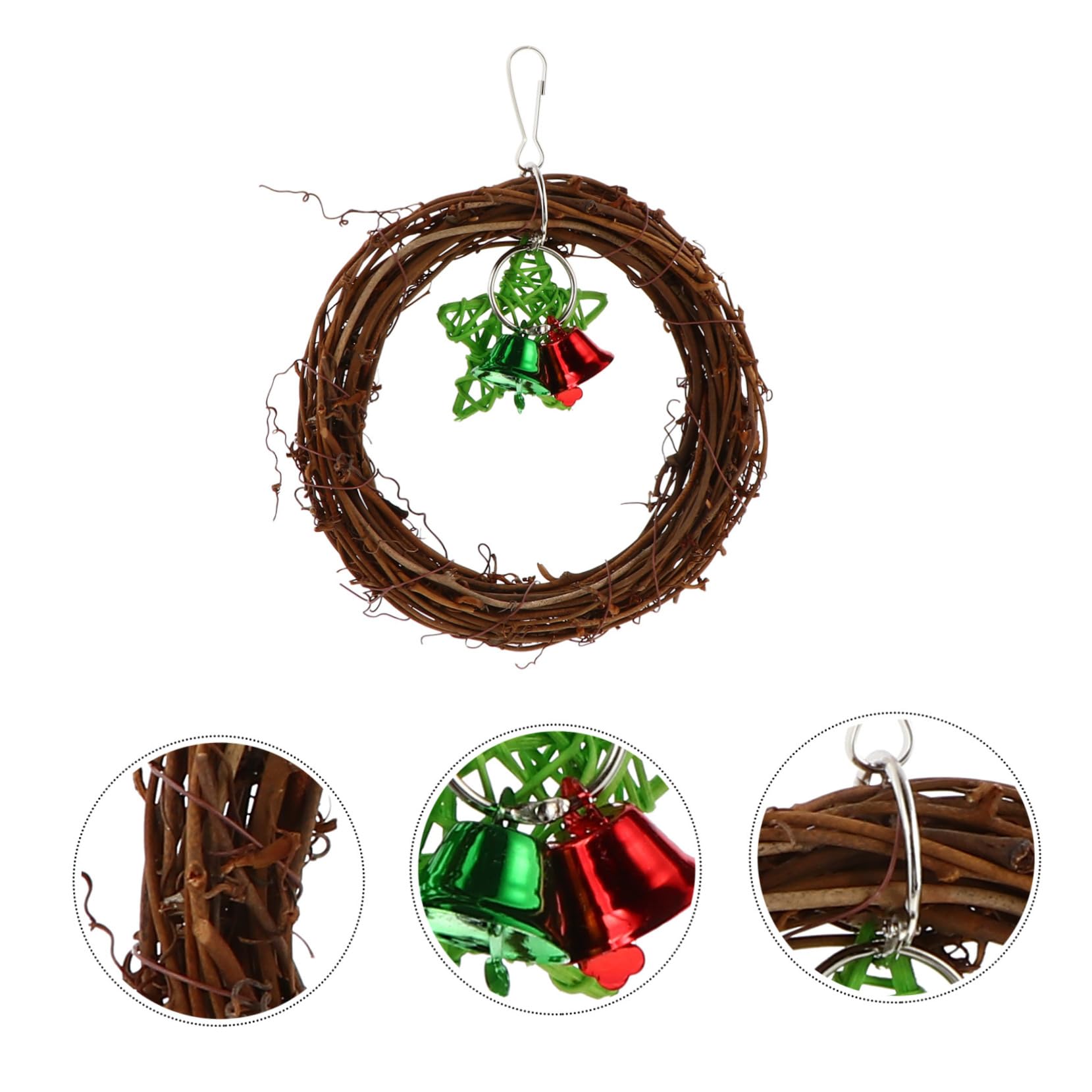 POPETPOP 3pièces Hamac Rotin Naturel pour Perroquets Jouet à Mâcher Suspendu Et Décoration Murale pour Oiseaux Et Fêtes