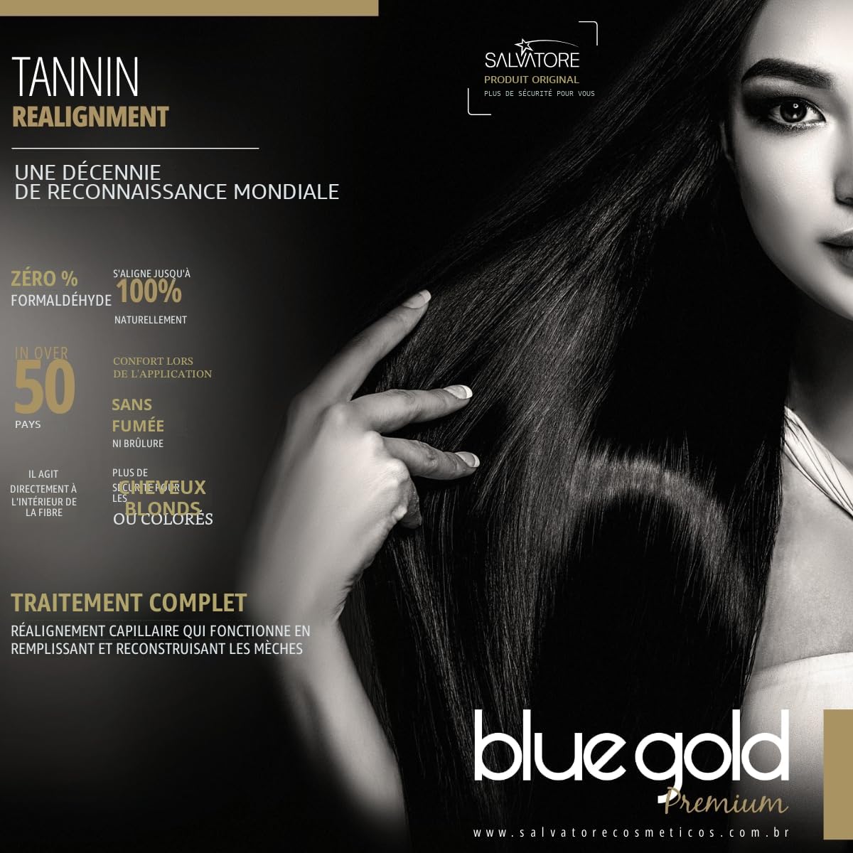 Salvatore 1 l Shampoing anti-déchets, revitalisant Reconstruction - Formule concentrée de taninoplastie bleu de qualité supérieure pour cheveux abîmés, bouclés et bouclés - Crème sans parfum