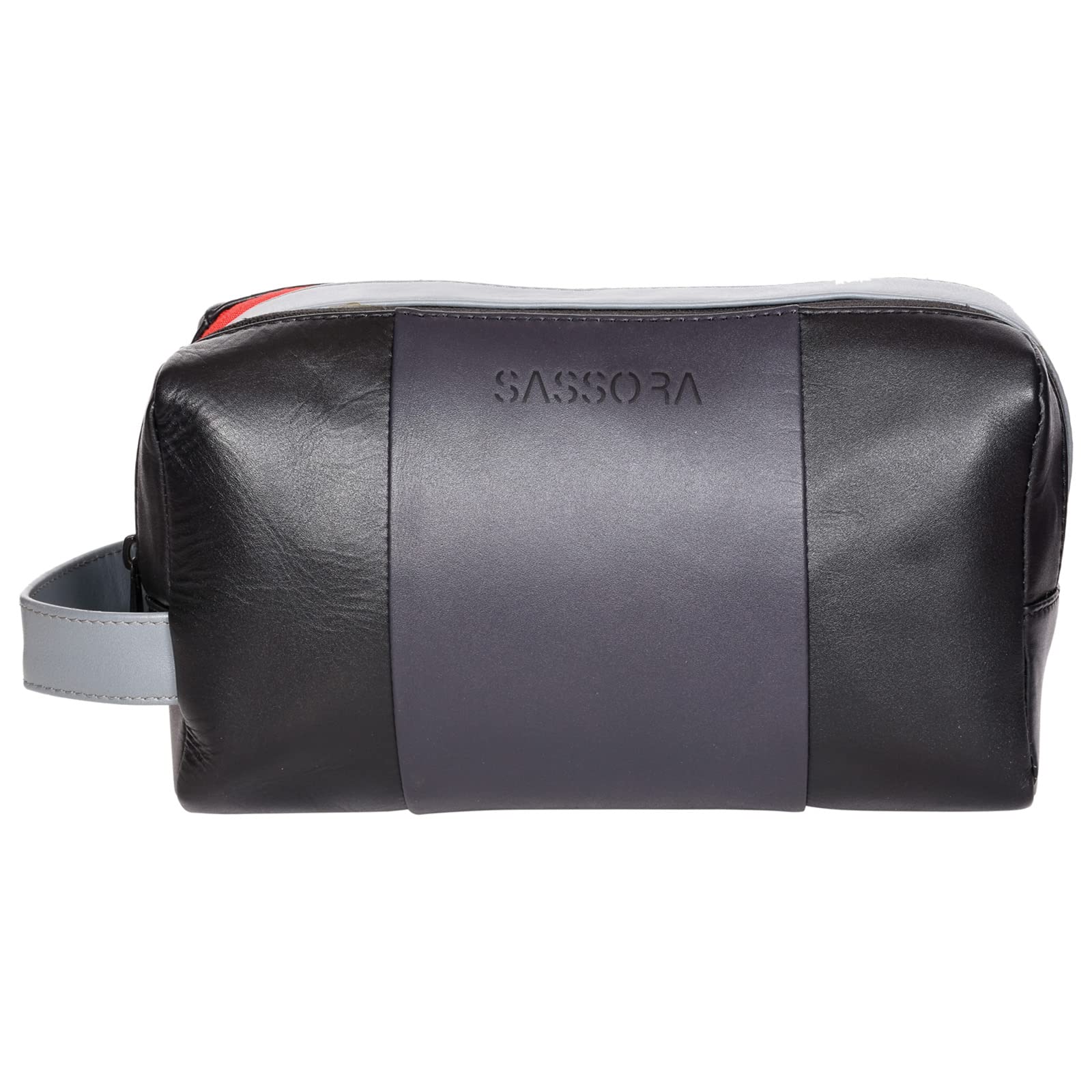 Sassora Genuine Leather Unisex Black Navy Grey Medium Pouch- A083_ALBA