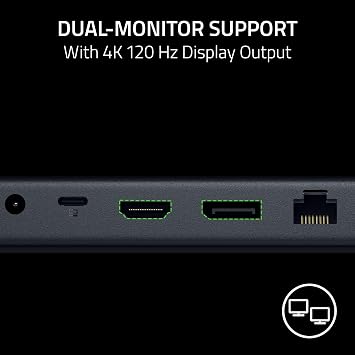 Razer USB 4 Dock - High-Speed Dock for Gaming and Productivity - 14-Port Design - Dual Display Support, Device Charging (3x USB-C, 5x USB-A, HDMI, DisplayPort, Gigabit Ethernet, 3.5mm Audio) Black