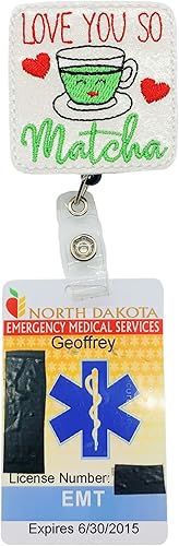 Miniatura 3 de Love You So Matcha Badge Reel, Retractable Valentine's Day ID Holder, Funny Tea Name Tag Clip (swivel clip)