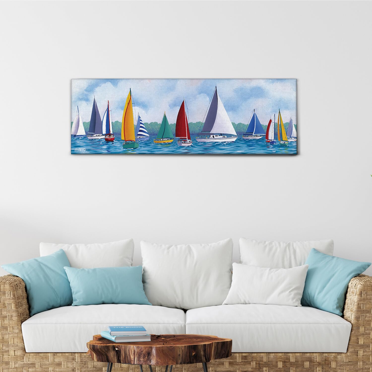 Giallobus - Quadro - Hugh Harris - Festa della barca a vela - Tela Canvas Telaio Standard - 150x50 - Pronto da appendere - Quadri moderni per la casa