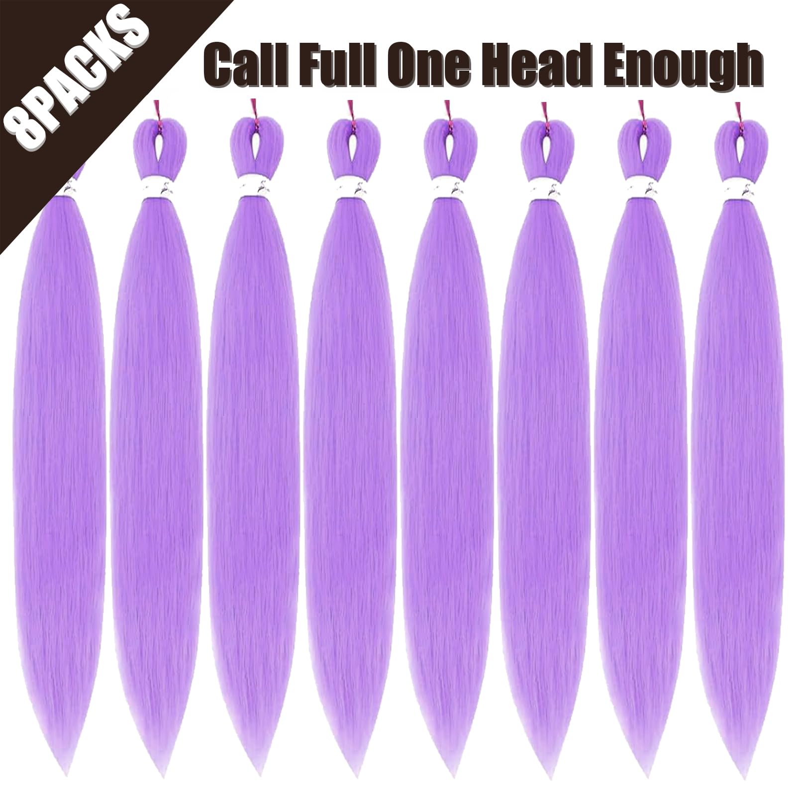 Bright Purple Braiding Hair Long Braid 26 Inch 8 Packs Pre Stretched Braiding Hair Extensions for Twist or Box Braids Hot Water Setting Soft Yaki Texture Crochet Twist Braids(Bright Purple - Image 2