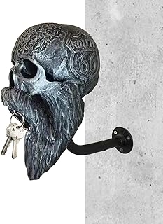 Skull Helmet Holder Wall Mount, Motorcycle Skull Helmets Holder, Wall Mounted Motorcycle Skull Helmets Hanger, Resin Skull Helmets Holder for Bicycle Baseball Rugby Helmets