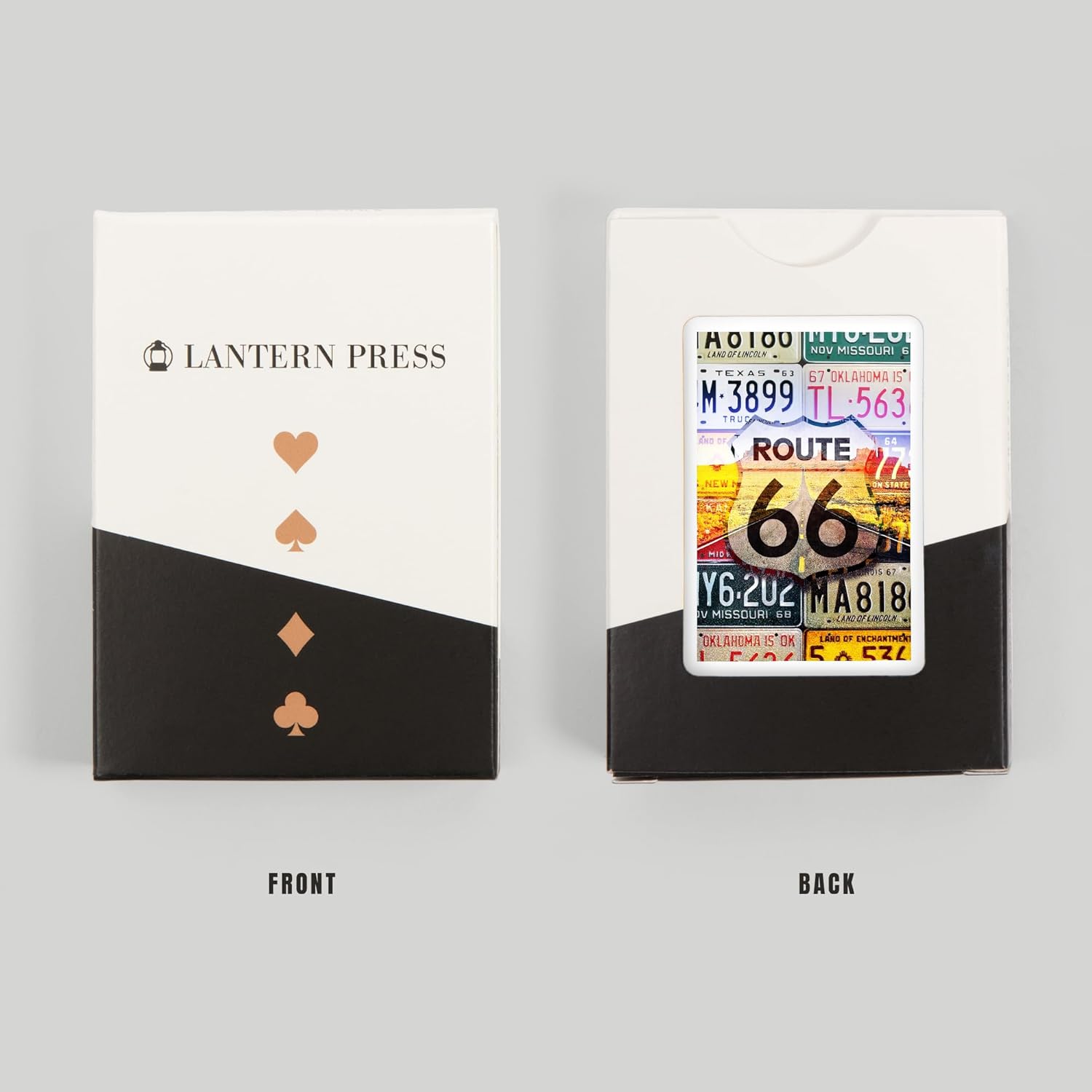 Lantern Press Route 66 License Plates, Highway Road, 52 Playing Cards for Adults, Poker Size Card Deck