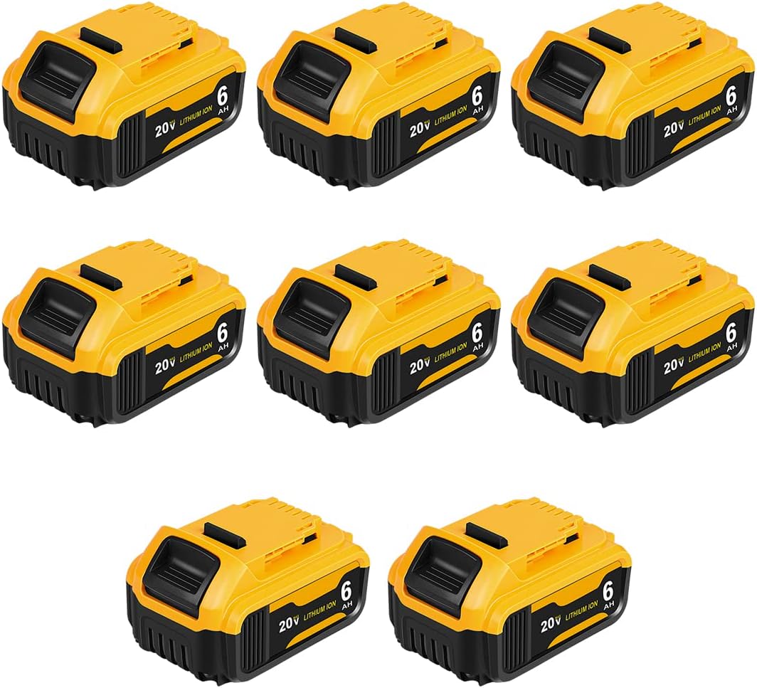 2 Pack 6000mAh Lithium-ion Battery Replacement for DeWalt 20V Max Battery,Compatible with DCB200,DCB201,DCB203,DCB204 High-Capacity Power Pack for DeWalt 20V Cordless Tools and Chargers
