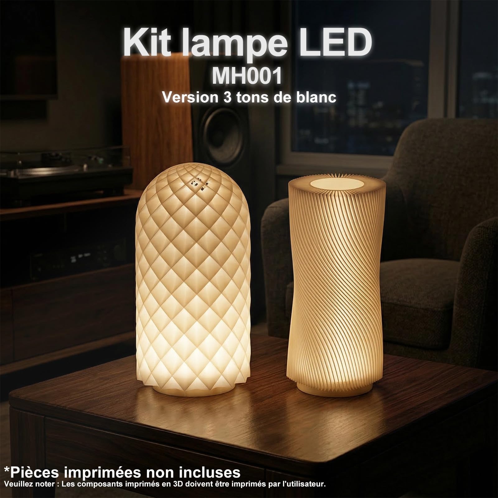 5 pièces Kit de lampes LED 001, 3 couleurs LED Lamp Kit pour Bambu Lab P2S X1 P1P A1 H2C, compatible Anycubic imprimante 3D, pièces détachées DIY, 5V USB, lumière chaude 3000K