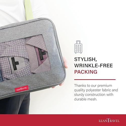 Miniatura 9 de LeanTravel Organizadores de equipaje de compresión para viajes con doble cremallera, 6 piezas (gris, negro, marrón)