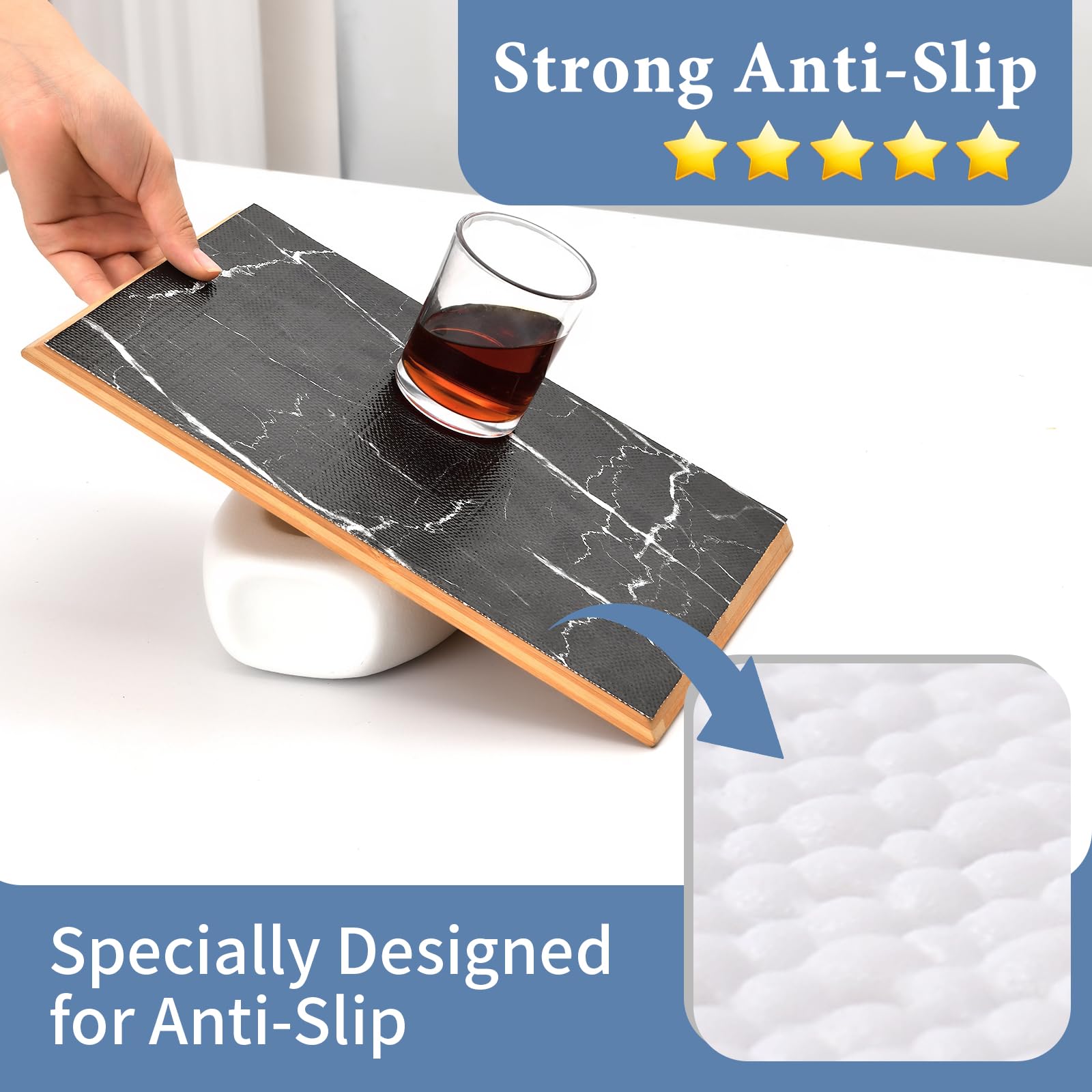 Forro para cajones y estantes para armario de cocina: 12 pulgadas x 20 pies, antideslizante, impermeable, papel no adhesivo, forro de mármol negro, fácil de revestir para baño, con cinta métrica de