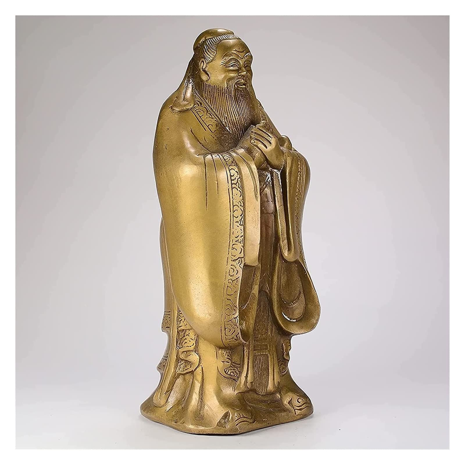 Regalos de Buena Suerte Escultura de Mesa Cobre Puro Agujero Estatua Latón Figura de Confucio Estatuas de Santos Adornos