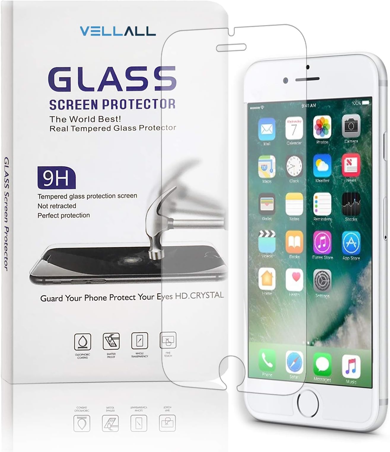 Phone 7 / iPhone 8 Tempered Glass Screen Protector Ultra-Clear HD Protect Gorilla Glass with Premium Anti-Shatter and Oleophobic Treatment from