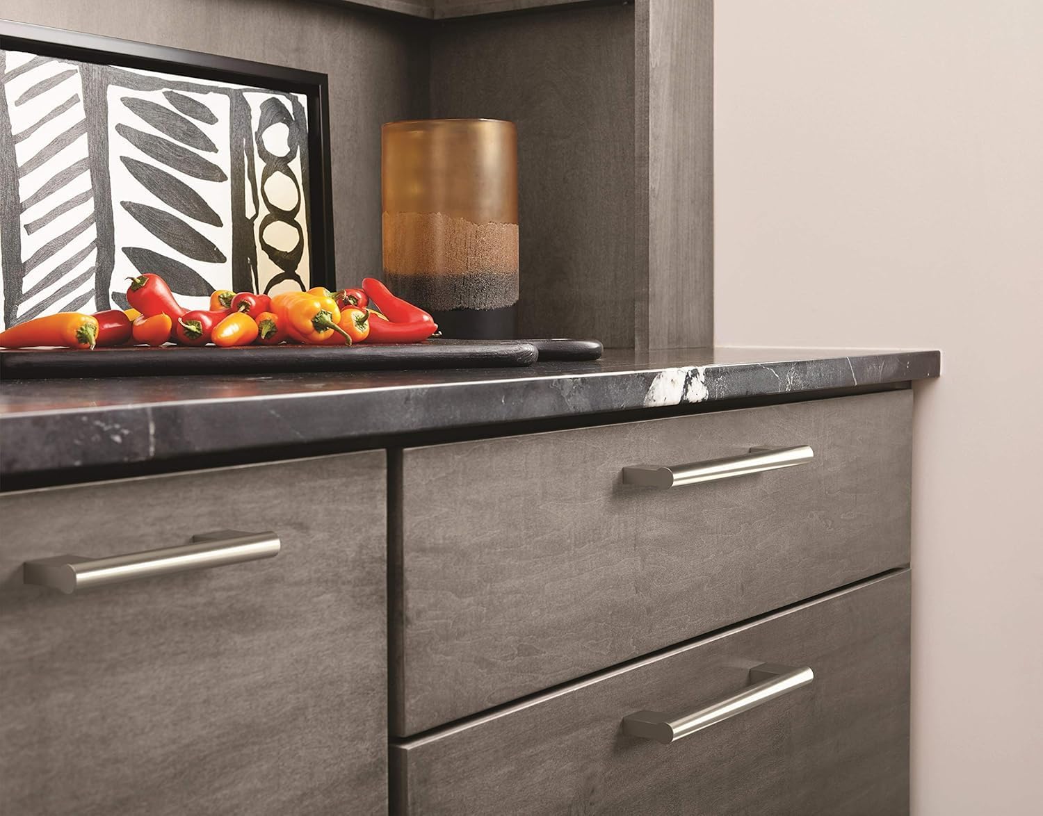 Amerock | Cabinet Pull | Satin Nickel | 3-3/4 inch (96 mm) Center to Center | Versa | 1 Pack | Drawer Pull | Cabinet Handle | Cabinet Hardware