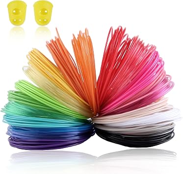 3D Pen Filament Refills 20 Colors, 16.4 ft5M Per Color Total 328 ft, 1.75mm 3D Pen PLA Filament Refill with 2 Finger Caps Fit for MYNT3D PIKA3D SCRIB3D Pen for Making Models Art Sculptures