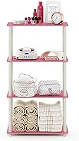 Vista 6 de Furinno Turn-N-Tube - Estantería de exhibición multiuso, de 4 niveles, con tubos redondos, color rosa y blanco