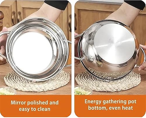 Miniatura 6 de BestAlice Olla para freidora, olla de acero inoxidable de 10 pulgadas (3.4 litros), olla de freidora mejorada con termómetro, olla japonesa pequeña