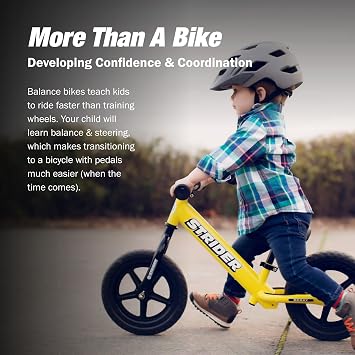 Strider 12 Sport Balance Bike, Suitable for 18 Months to 5 Years Old, Yellow