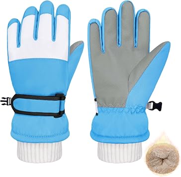 Beurlike Winter Gloves for Kids Waterproof Warm Fleece Ski Snow Mitten Gloves Gift for Boys Girls Cold Weather Sports