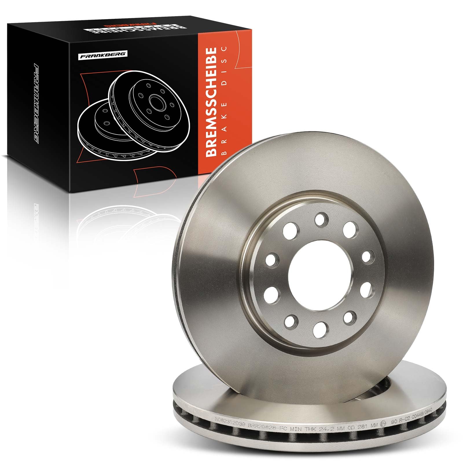 Frankberg 2 dischi freno anteriori ventilati ⌀281mm 51962485 | Compatibile con: 500X 334, Renegade SUV B1 BU BV, Giulietta 940, Giulietta box/hatchback 940
