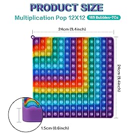 AK-SHIP Multiplication Game Table, 12 X 12 Multiplication Math Board Numbers Addition and Multiplication Table in one, Rainbow Dimple Fingertip Toys, Stress Relieving 1 Piece